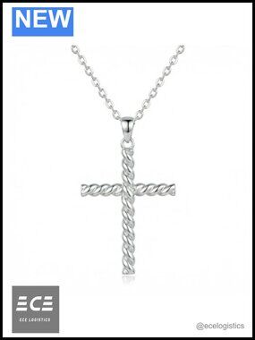 925 Sterling Silver Twisted Rope Cross Necklace Adjustable Chain Gift for Men
